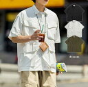 半袖シャツ メンズ カジュアルシャツ 夏服 男性用 半袖 ジュニア スクール 大きいサイズ ワークシャツ ミリタリー 折り襟 ポケット付き トップス 開襟シャツ...