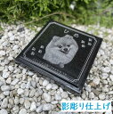 ペットのお墓 黒一色 影彫り加工 170x170x34mm ガーデンタイプ 写真入り 御影石 墓石 犬 猫 うさぎ 小動物 小鳥 ペット墓 手元供養 お墓 ペッ...
