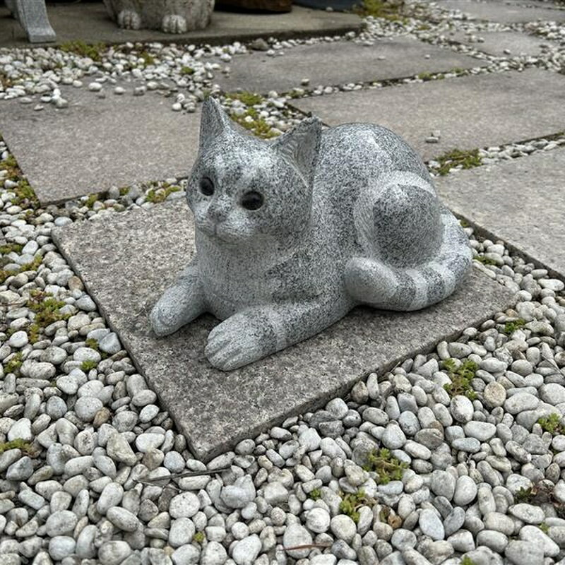 猫の置物 白御影石 高さ15cmみかげ石 白猫 ねこ ネコ 子猫 小猫 クロネコ くろねこ インテリア 置物 オブジェ 玄関 エントランス ガーデン ガーデニング かわいい 彫刻 オーナメント 庭 ペットメモリアル お墓