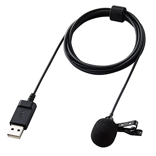 エレコム ピンマイク クリップ付き ウインドジャマー付 USB-A 収納ポーチ付 1.8m ブラック HS-MC0