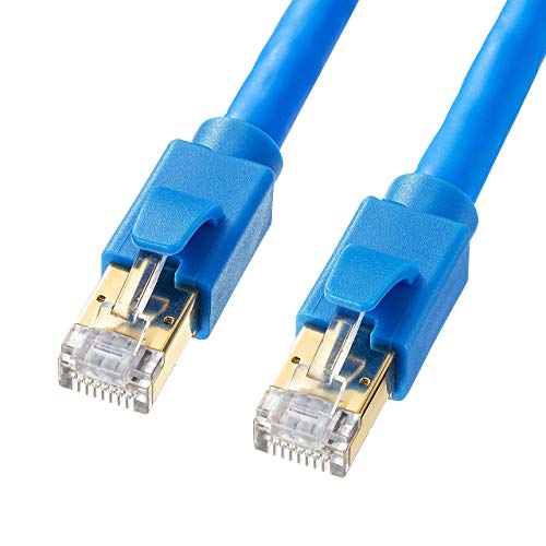 サンワサプライ CAT8 LANケーブル (5m) 40Gbps/2000MHz RJ45 ツメ折れ防止 ブルー