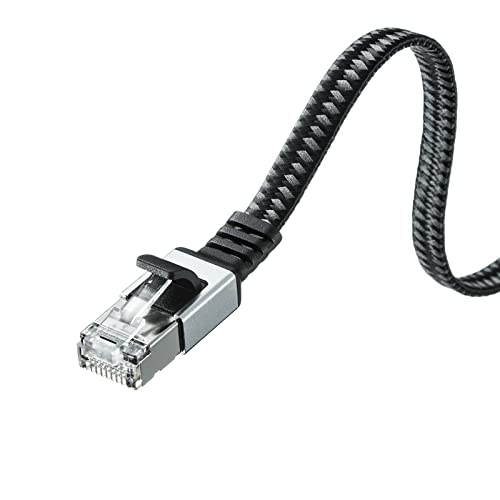 サンワサプライ LANケーブル CAT6A メッシュフラット メタルコネクタ 10Gbps/500MHz ギガビッ 1