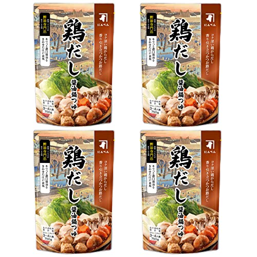 にんべん 鶏だし醤油鍋つゆ 750g 4袋 [ストレートタイプ かつお節 魚介 鶏がらだし] 1699年