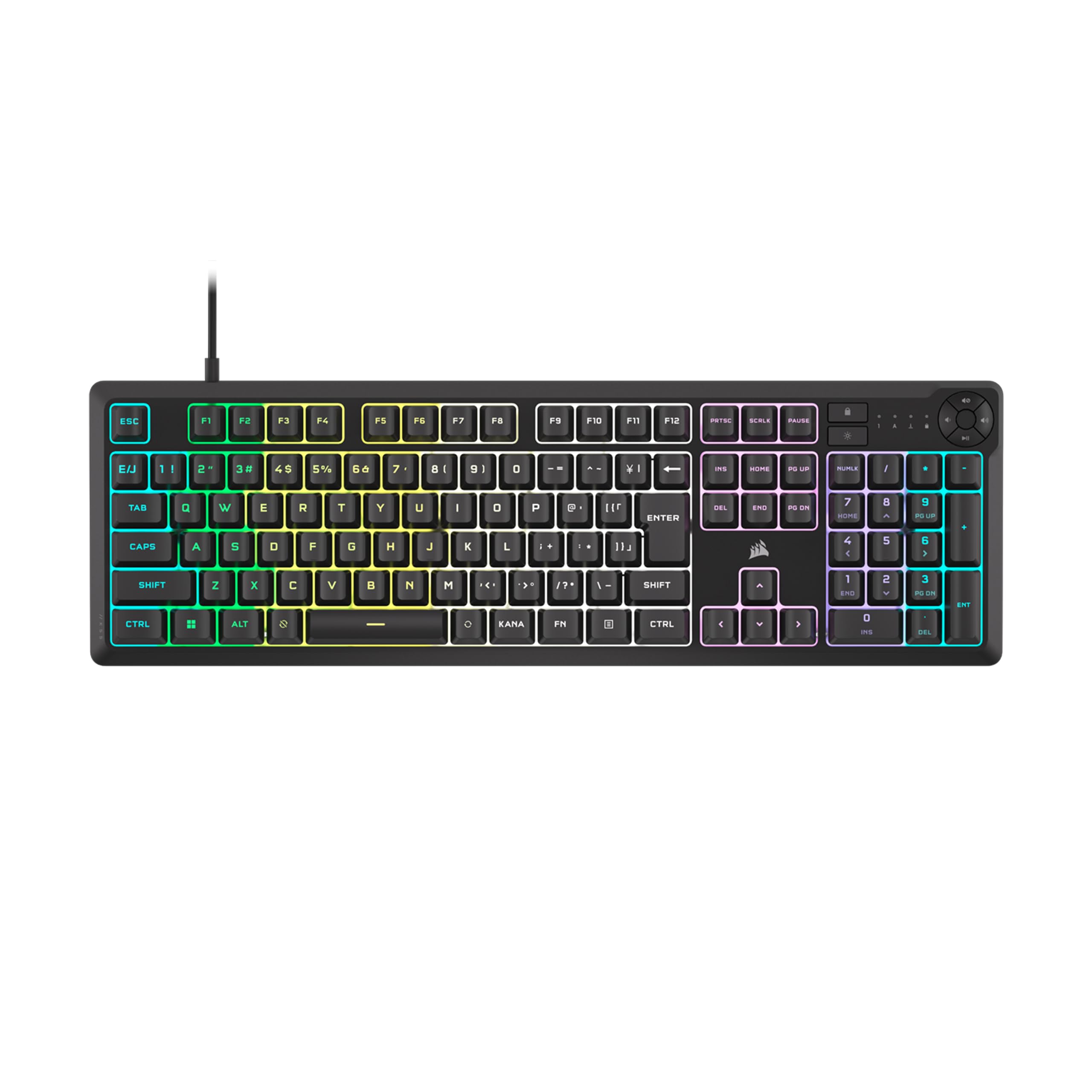 CORSAIR K55 CORE RGB ゲーミングキーボード iCUE対応 10 ゾーン RGB 4つの専用メディアキー 静音性と応答性のスイ