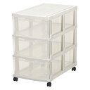 JEJアステージ 収納チェスト EMING(エミング) ロングストッカー 3段 ホワイト 日本製 簡単組立 40D x 68W x 68H cm(2)