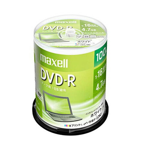 DVD-R dvd-r データ用 1回記録用 100枚スピンドルケース 1〜16倍速対応 4.7GB ホワイトディスク ひろびろレーベルディスク インクジェットプリンター対応 DR47PWE.100SP maxell マクセル