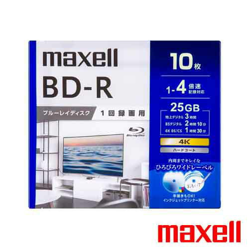 ֥롼쥤ǥ 1Ͽ 10ѥå BD-R 25GB 1 14®б 4Kб ҤӤ磻ɥ졼٥ǥ 󥯥åȥץ󥿡б BD-R bluray BRV25WPG.10S maxell ޥ