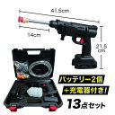 ポータブル高圧洗浄機 マジカルウォッシュ 13点セット 充電式 予備バッテリー1個付 強力パワフル水圧 軽量 コンパクト