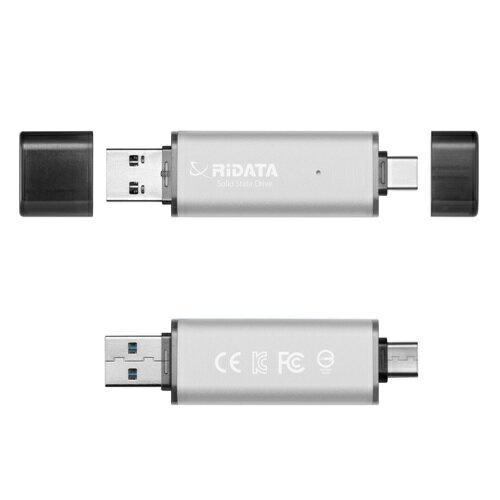 ポータブルSSD PORTABLE SSD UV903 SV PSSD-Dual USB3.2 Gen2 USB Type-A Type-C デュアルコネクタ 512GB 1TB 2TB SV 大容量 超高速データ転送 コンパクト 軽量 シルバー RIDATA ライデータ