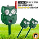 【2個セット】動物 撃退 器 ソーラー ★最大3,000円クーポン☆★ ソーラー多機能警告式害獣撃退器 2個set 送料無料 DL-231007 超音波 音 光...