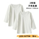 インナーシャツ 2枚組 子供肌着 男の子 長袖 丸首 襟開き広め 秋冬シーズン 部屋干し 抗菌防臭 綿100% 2P セット組 男児