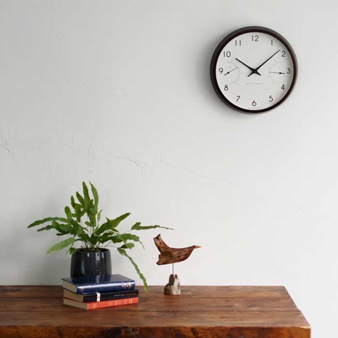 レムノス Lemnos 掛け時計 温湿度計付 Campagne air PC17-05 NT アナログ カンパーニュ エール おしゃれ シンプル モダン 北欧 ナチュラル 部屋 デザイン リビング 木枠 天然 日本製 [2]