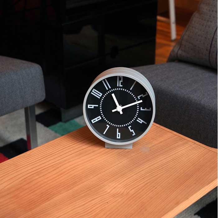 レムノス Lemnos 置き時計 eki clock s クオーツ時計 エキクロック Sサイズ TIL19-08GY w13.0×h14.0×d7.6 アナログ おしゃれ シンプル モダン 北欧 ナチュラル 部屋 デザイン リビング グレー 日本製 [2]