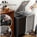 ゴミ箱 45リットル おしゃれ 分別 ごみ箱 プッシュ型 ペダル型 ダストボックス 蓋付き キッチン 45L フタ付き 縦型 シンプル 北欧 韓国 コンパクト 石目調 グレー ブラック インテリア ダイニング ファミリー 一人暮らし 新生活
