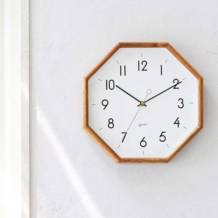 インターフォルム INTERFORM INC. 掛け時計 ヘンリット CL-4089WH アナログ W28×H28×D5.5cm スイープムーブメント 時計 ホワイト ゴールド 木 ウッド 八角形 おしゃれ お洒落 かわいい ンプル モダン 北欧 ナチュラル 部屋 デザイン リビング インテリア