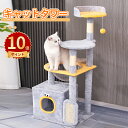 \ポイント10倍/キャットタワー 大型猫 コンパクト 広いハンモック 猫タワー スリム 据え置き 省スペース 登りやすい 見晴台 ボンボンおもちゃ 天然サイザル...