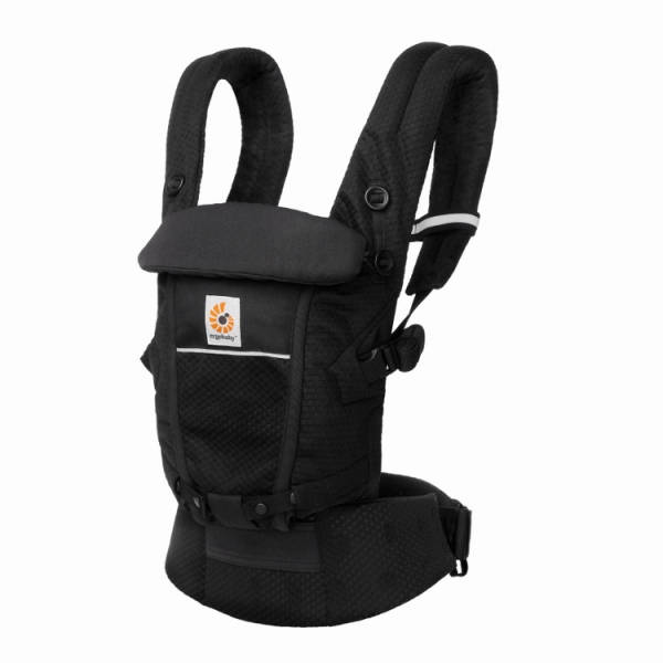 Ergobaby エルゴベビー ADAPT SoftFlex (オニキスブラック) 抱っこ紐 メッシュ 対面抱き 腰抱き おんぶ 日よけ風よけフード 新生児~20.4kg