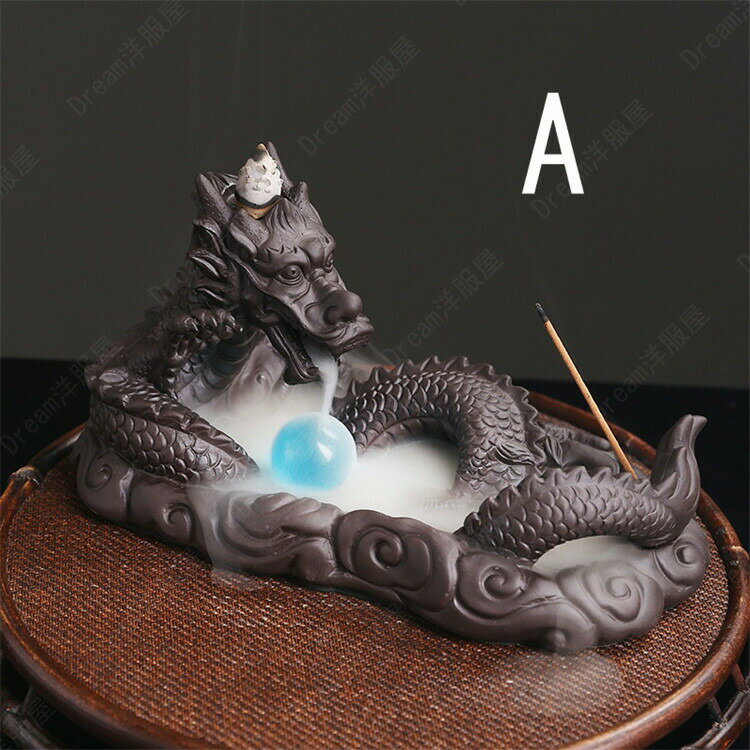 incense Burners - 倒流香用龍倒流香用香炉瞑想仏陀エネルギーワーク幻想的煙倒流香香炉インテリアオブジェ陶器風水置き物置物香立て線香おしゃれかわいいお香立て線香立て仏具お線香贈り物流川香