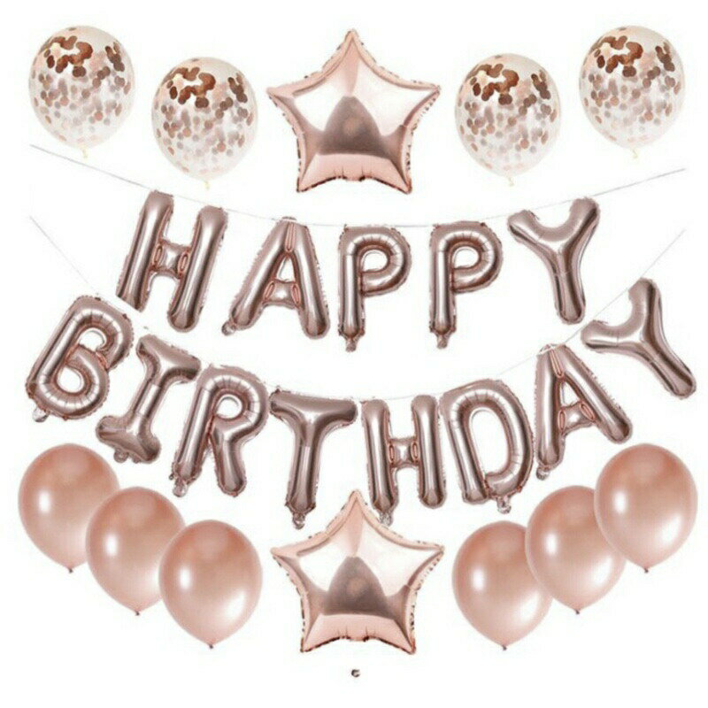 バースデーバルーン誕生日飾りピンクゴールドハートアルミバルーンHAPPYBIRTHDAY風船パーティー