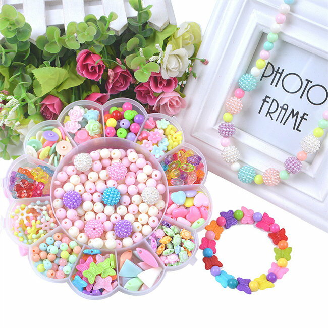 Rakuten - 8タイプ展開ビーズで作るアクセサリーハニービーズビーズキットブロックビーズセット2点セット可愛いおもちゃハンドメイドDIY材料手作りカチューシャネックレスブレスレット誕生日知育玩具学習玩具子供ままごと誕生日6歳男女