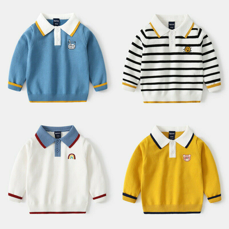 Rakuten - 4色ニットセーター長袖セーターボーダーニットセーター供服キッズセーター秋冬物パーカー可愛いサンタ服トップストレーナースウェット長袖キッズ女の子男の子こども服子ども服トップス90-130CM通園通学送料無料