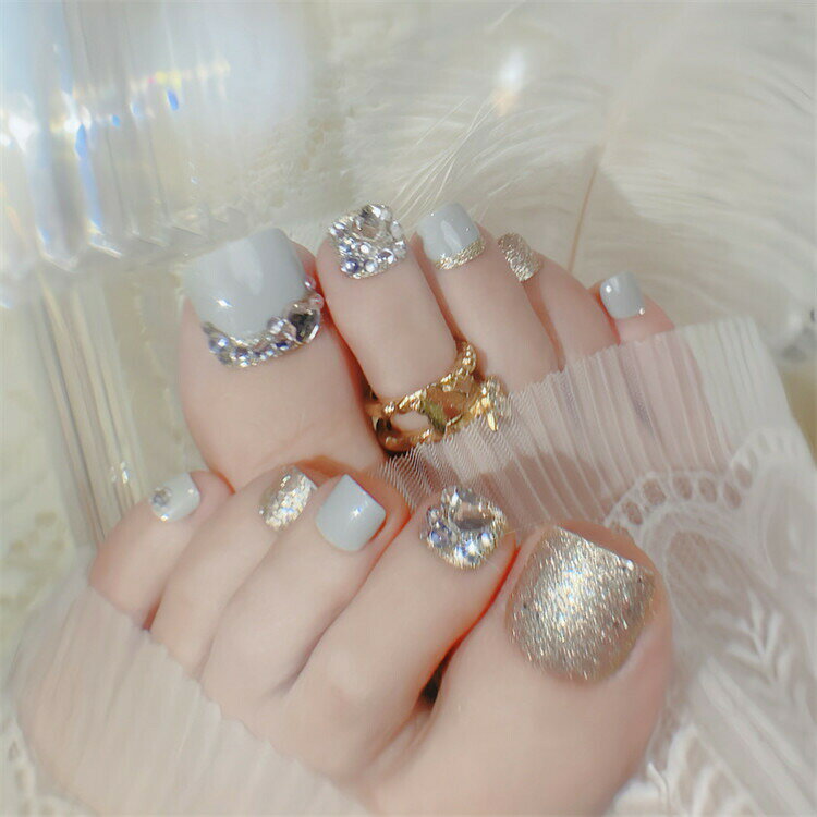 Gold Types - フットネイルチップ足付け爪つけ爪おうちネイル貼る簡単ネイル剥がせるデコネイルかわいい24枚入り足用フット用