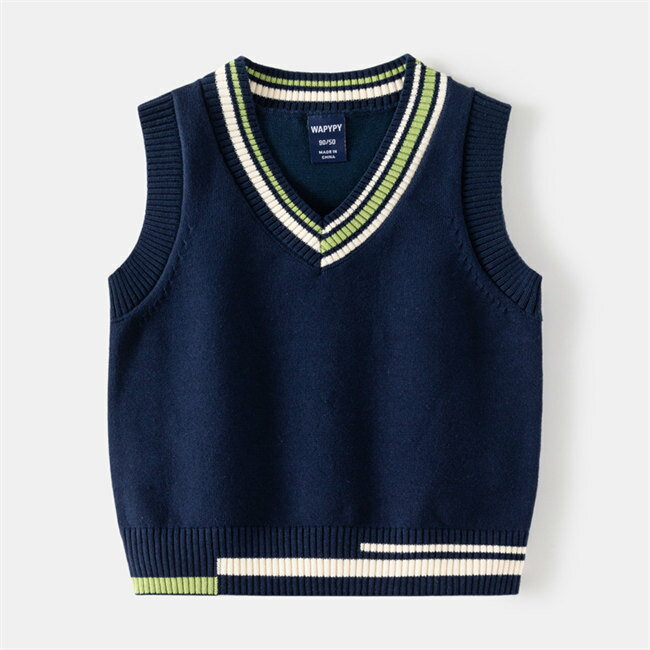 ニットベストキッズ男の子Vネック七五三無地子供服こども子どもネイビー/ベージュ/...
