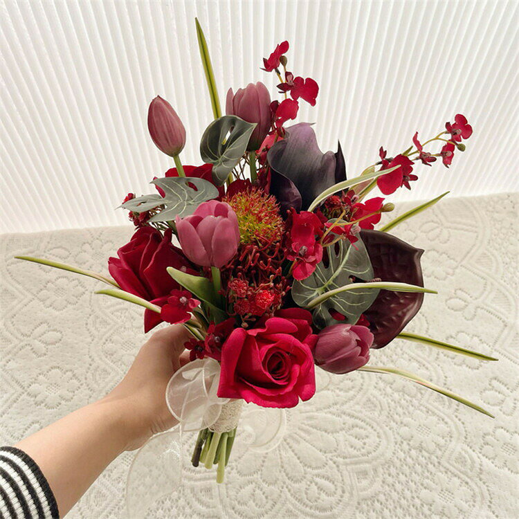 レッドブーケローズ薔薇花束チューリップブーケブーケウェディングブーケ/造花ブー...