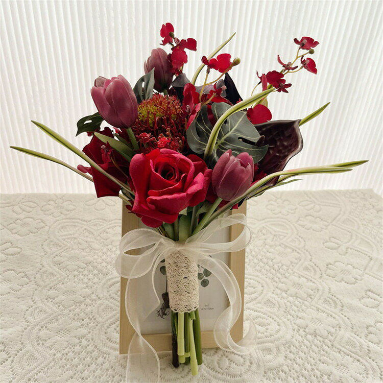 レッドブーケローズ薔薇花束チューリップブーケブーケウェディングブーケ/造花ブー...