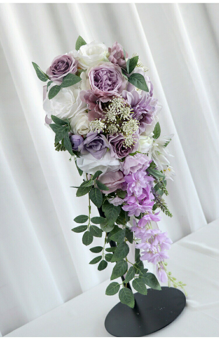 ウェディングブーケブーケカラーパープル薔薇花束ブーケブーケウェディングブーケ/...