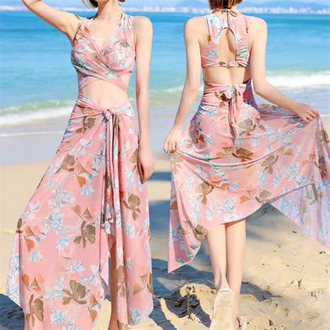 3色展開水着レディース体型カバー水着タンキニVネックビキニスカート3点セット20代30代40代ママ水着ロング可愛いお洒落バスト盛れるお尻お腹太ももカバーアップ海