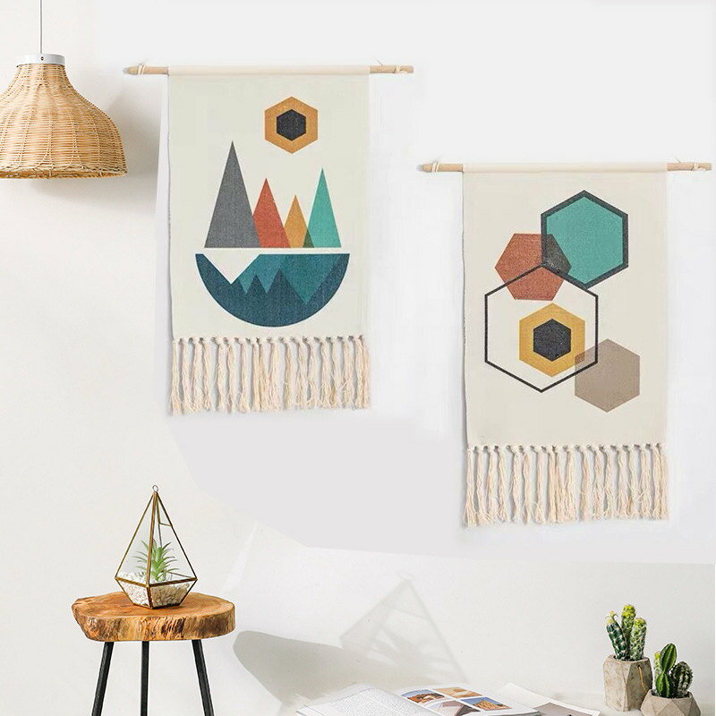 34タイプ選択可能50*70cm+タッセル20cmタペストリー長方形おしゃれタペストリーエスニックナチュラル北欧壁掛け壁飾り新居祝い引っ越しキズルームモダン装飾アートキズルーム玄関欧米風カフェ風