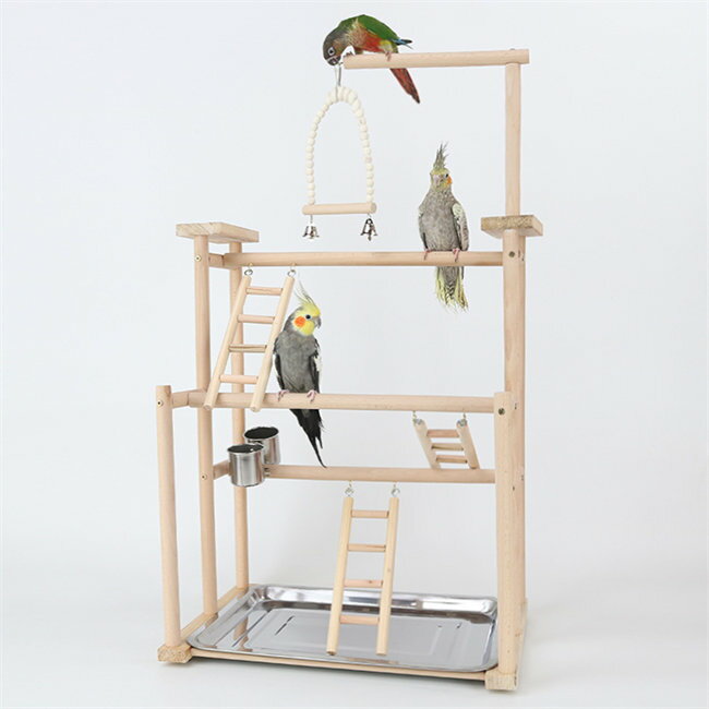 高さ約79cmインコ遊び場2層バードアスレチック玩具スタンド止まり木はしご食器水器鳥巣カゴ遊園地秋千ラダーベル鳥の巣鳥栖オウムブランコ鳥グッズセキセイインコ文鳥アスレチック玩具スタンド止まり木原木