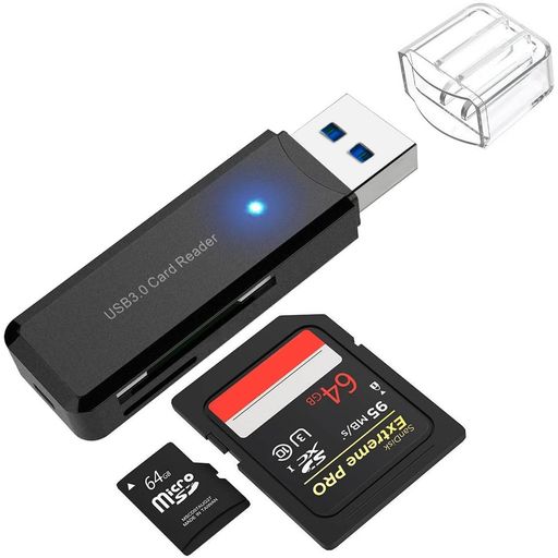SZSL USB 3.0ポータブルカードリーダー超小型2枚のカード高速転送対応各種SD+TF高速カード(ブラック)