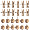 LIANHATA ピン付き木製クリップ 20個入 木柄の画鋲 30個入 多角形 画鋲 画びょう 押しピン 木 クリップ ピン コルク ボード 掲示板用 収納ケース付き 固定 写真/ポスター/地図 学校 オフィス (50PCS)(3)