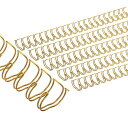 PATIKIL14mm(9/16”)ダブルループワイヤーバインディングコム50個入りのメタルツインループバインディングコイル120枚収容可能2:1ピッチ21リングバインディングスパイン金色トーン