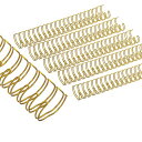 PATIKIL22mm(7/8”)ダブルループワイヤーバインディングコム50個入りのメタルツインループバインディングコイル220枚収容可能2:1ピッチ21リングバインディングスパイン金色トーン