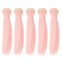 PATIKIL15CMドール用ウィッグ5個セット高温シルク製ストレートウィッグドール用ヘアメイキングキットDIYハンドメイド用アクセサリーピンク