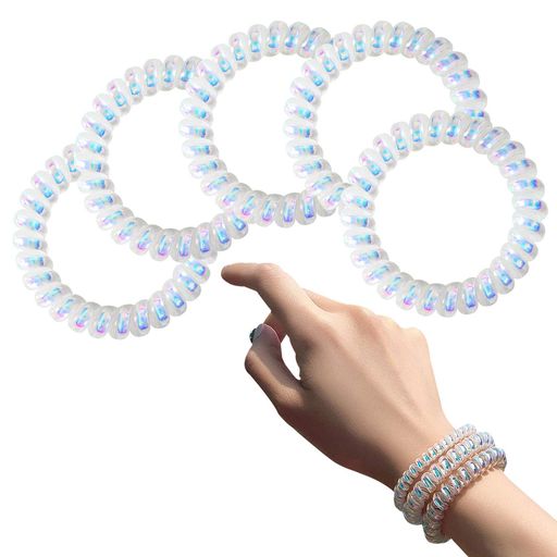 海淘優品 スプリング ヘアゴム かわいい 髪ゴム 5個セット オーロラ色 水に強い 丈夫 髪跡付かない 普段使い お仕事 ジム お風呂 プールなど (太いタイプ)