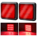 Aolingトラック用テールランプLED角型トレーラートラックリアライト12V24V軽トラなどのスモールブレーキに適用赤12LED搭載落下防止プラスチック2個セット