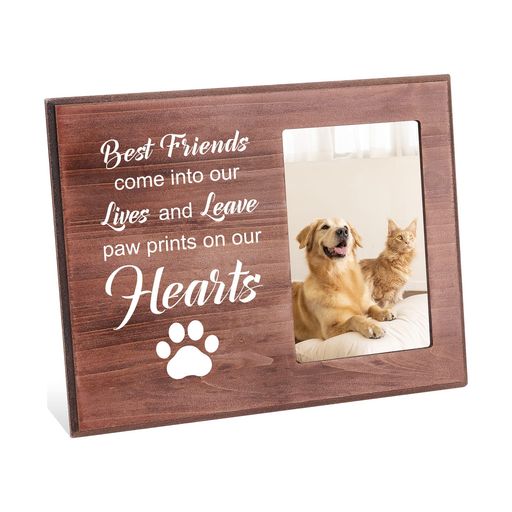 INFUNLY 犬メモリアルフォトフレーム 4X6” 木製フォトフレーム 親友が生きて家族を残す卓上額縁 愛する人の喪失に対するお悔やみの贈り物 クリスマスギフト