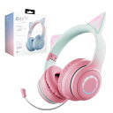 WANCHIY猫耳ヘッドホンオーバーイヤーゲーミングヘッドセットbluetooth5.1マイク付きワイヤレス有線/無線両用LEDライト伸縮式折りたたみ式HiFi通話対応iPhone/iPad/Android/PC