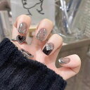 24枚セット ネイルチップ バニーガールブラックネイル ライン状のハートをアクセントに 甘くて可愛い 夢幻 取り外し可能な 大人女性 爪飾り 披露宴 パーティー 二次会 入学式 卒業式 入園式 成人式 花火大会 お花見