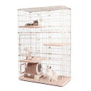 PETEPELA(ぺテぺラ)猫ケージ大型3段広い2段多頭飼いキャットケージ猫用エンクロージャキャスター/ローラー大きい/でかい増やせる/拡張ワイドケージセットメ...
