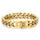 KRKC&CO 喜平ブレスレットメンズ 幅12MM K18金メッキ サージカルステンレス 金属アレルギー対応 太目 HIPHOP ヒップホップ ラッパー アクセ...
