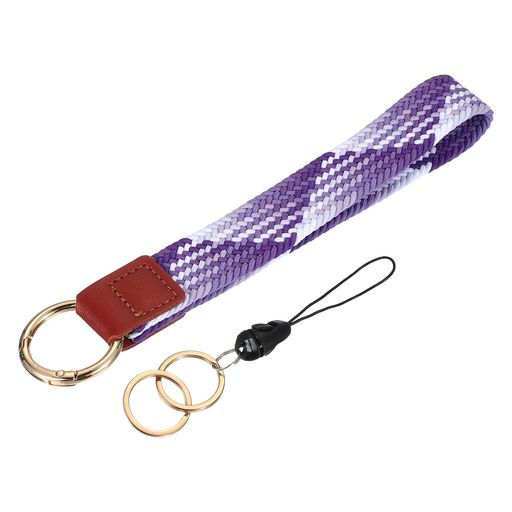[PATIKIL]6.8”キーチェーンリストレットキーチェーンリストレットブレスレット編み紐カーキー腕ストラップキーチェーンキーホルダーダブルリング付きカーキーウォレットIDカード電話用…