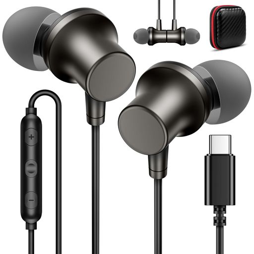 MACLE タイプC イヤホン 有線 重低音 通話 磁気 インイヤー型 対応IPHONE16/15 PRO MAX/IPAD PRO/IPAD 10 AIR4 5 MINI6 対応GOOGLE PIXEL 7A 6 8A/REDMI