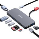 BENFEI9-IN-1ポータブルドッキングステーション、USBCMSTハブ-HDMIDISPLAYPORTデュアルモニター/3*USBTYPE-A/1*USBTYPE-C(10GBPS+100WPD)/SD/TFカード(2)