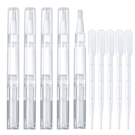 ツイストペン 容器 5本入り 3ML 回転式 透明 コスメ用詰替え メイク容器 【スポイト付き】化粧品 ネイルオイル 香水 リップグロス チューブ 小分けボトル 旅行小物