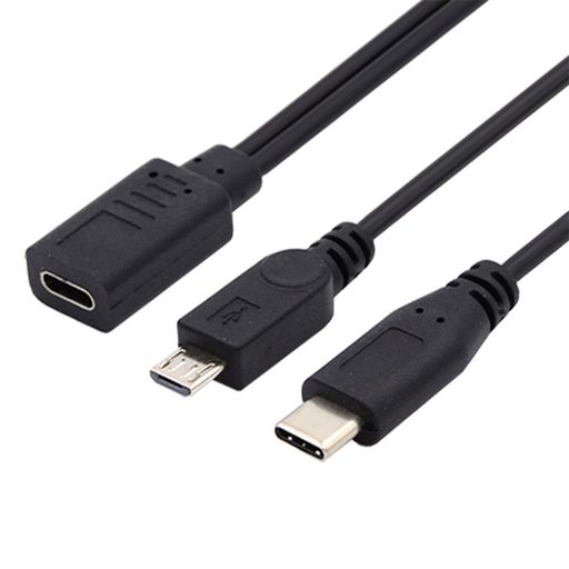 NFHK TYPE-C USB-C メス - USB-C TYPE C USB 3.1 & MICRO USB オススプリッター延長充電ケーブル NFHK TYPE-C USB-C メス - USB-C TYPE C USB 3.1 & MICRO USB オススプリッター延長充電ケーブル
